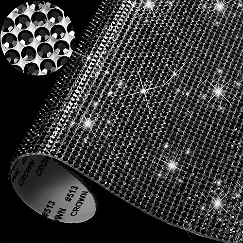 12000 Stücke Bling Bling Kristall Strass Aufkleber DIY Auto Dekoration Aufkleber Selbstklebende Glitzer Strass Kristall Edelstein Aufkleber, 9,4 x 7,9 Zoll (Schwarz) von Outus