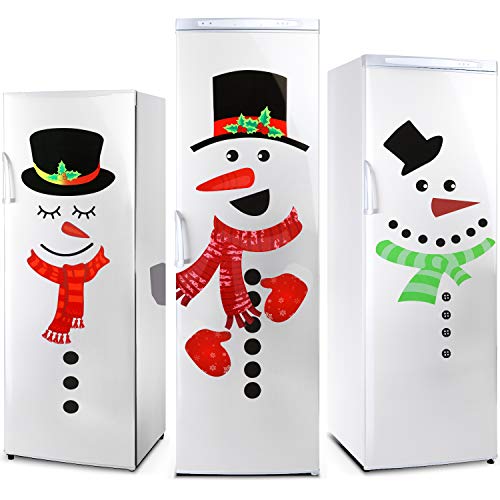 Outus 2 Blätter Weihnachten Schneemann Kühlschrank Aufkleber Set Süß Schneemann Kühlschrank Aufkleber Dekoration für Kühlschrank Wand Tür Party Lieferung Dekoration von Outus