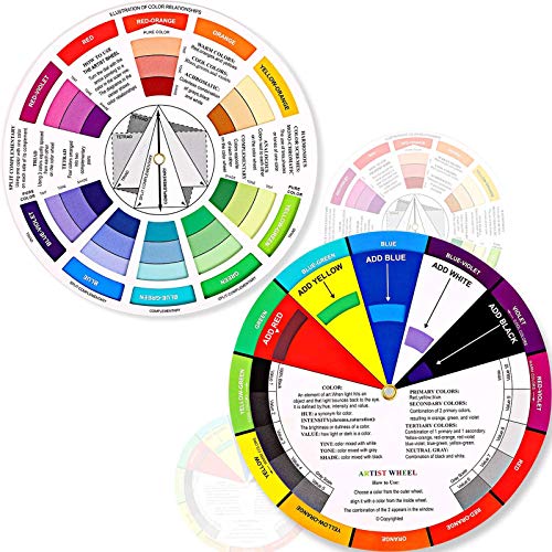 Outus 2 Stücke Farbrad, Farbmischung Lernhandbuch Kunstunterricht Werkzeug Farbräder für Makeup Mischbrett Diagramm Farbmischung Handbuch Mischfarben (5.5 Zoll/ 14 cm) von Outus