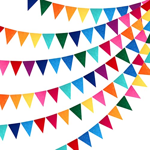 Outus 6 Sätze Regenbogen Wimpel Banner Multicolor Filz Stoff Wimpel Banner Regenbogen Bunting für Geburtstagsfeier Festival Dekorationen von Outus