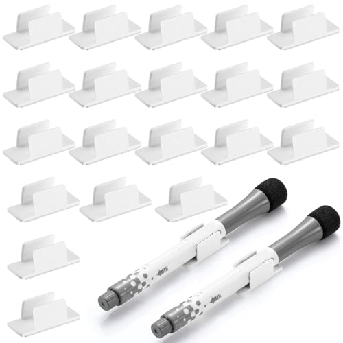Stifthalter Pen Holder Clip Selbstklebend für Pen Paint Pinsel Stick auf Schreibtisch Computer Car Bulletin Board Clipboards, 20 Packung, Weiß von Outus