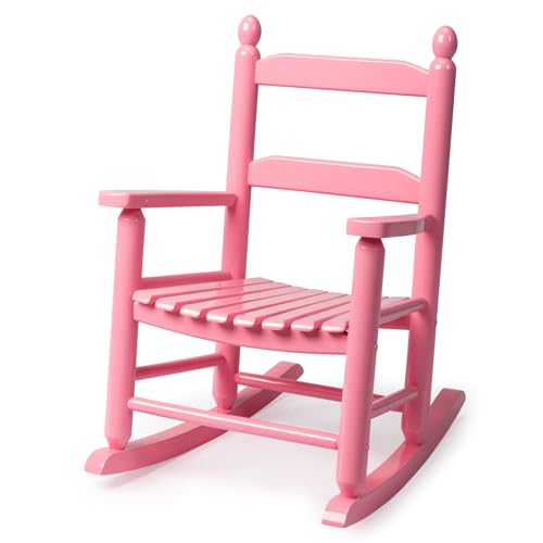 Outvita Outdoor-Kinder-Schaukelstuhl, wetterfest, Holzwippe mit hoher Rückenlehne, ideal für Garten, Hof und Balkon, Terrassen-Schaukelstuhl, geeignet für Kinder im Alter von 3–6 Jahren (Rosa) von Outvita