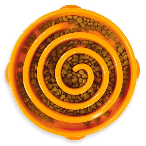 Outward Hound Antischlingnapf Hunde - Groß, Slow Feeder Hundenapf für mehr Fressspaß und langsameres Fressen, beugt Blähungen vor, Rutschfester langlebiger Hunde Wasser- & Futternapf (Orange) von Outward Hound