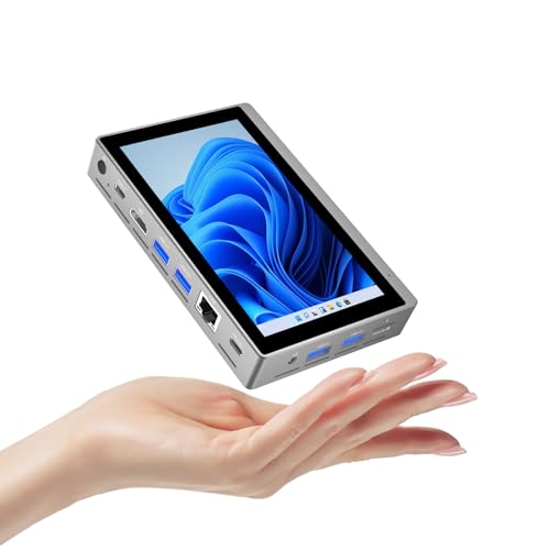 Mini PC Win 11 Pro, Celeron N5095 Windows Tablet mit Lüfter, 16GB DDR4, 256GB ROM EMMC, Mini Desktop mit Bildschirm, Micro PC 4K 60Hz Triple Display, Kleiner Gaming Computer WiFi 5.0 BT 5.2 von OuuOee