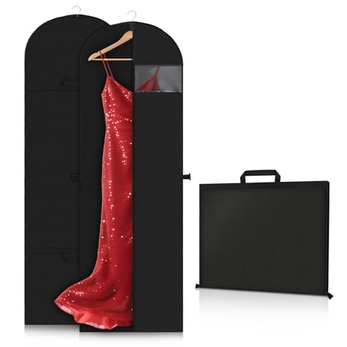 2PCS Kleidersack Lang 180 cm, Faltbare Kleiderhülle, Atmungsaktive Kleidersäcke mit Griffen für Brautkleider Abendkleider Mantel | Schützt vor Staub, Feuchtigkeit & Motten(180×60 cm） von Ouxayapl