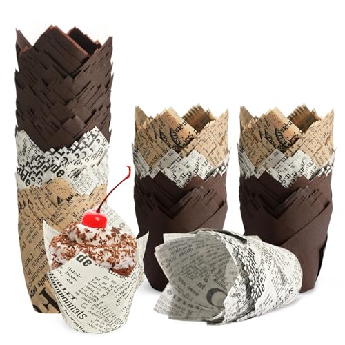 200 Stück Muffinförmchen Papier, Tulpe Muffins Papierförmchen, Natürliches Ungebleichtes Cupcake Formen Papiers, Standardgröße Backförmchen Papier für Hochzeit Geburtstag Party (C) von Ouxayapl