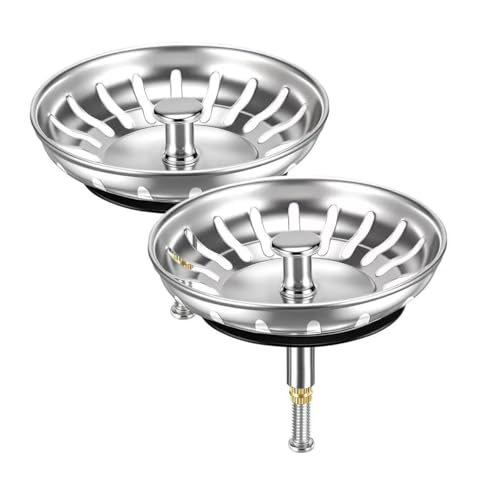 2PCS Universal Höhenverstellbarer Abflussstopfen, Edelstahl Waschbeckenstöpsel, Rostfreies Waschbeckensieb, Abflusssieb küchenspüle (Ø82 mm) von Ouxayapl
