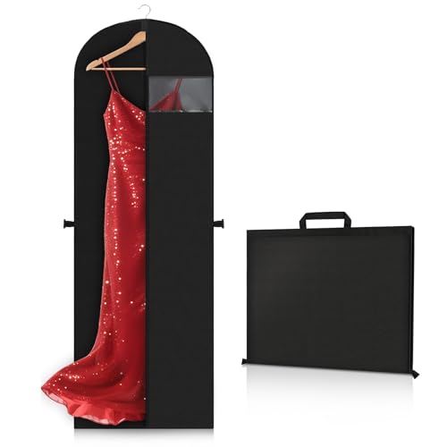 Kleidersack Lang 180 cm, Faltbare Kleiderhülle, Atmungsaktive Kleidersäcke mit Griffen für Brautkleider Abendkleider Mantel | Schützt vor Staub, Feuchtigkeit & Motten(180×60 cm） von Ouxayapl