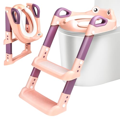 Toilettensitz Kinder mit Treppe, Toilettentrainer für Kinder, 2 IN 1 Toilettentrainer mit Treppe für Jungen und Mädchen, WC Sitz mit PU Gepolsterter Höhenverstellbar & Faltbar, Rutschfest mit Spritzsc Toilettensitz Kinder mit Treppe, Toilettentrainer für Kinder, 2 IN 1 Toilettentrainer mit Treppe für Jungen und Mädchen, WC Sitz mit PU Gepolsterter Höhenverstellbar & Faltbar, Rutschfest mit Spritzsc von Ouxayapl