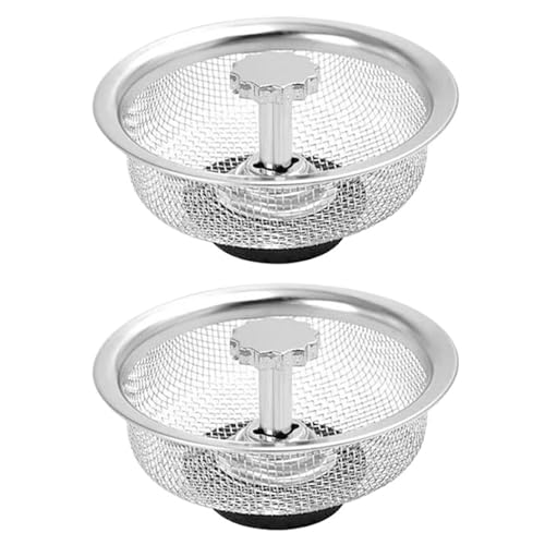 Ouxk Abflussfilter for Spülbecken, Küchenzubehör Mit Griff Und Stöpsel, Lebensmittelfänger Aus Edelstahl(2pcs) von Ouxk