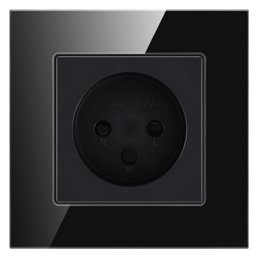 Shawader Israel Wand IL Outlet Strom Steckdose Schalter Kristall Glas Panel 16A Outlets 250V Stecker 3pins For Home Office(BLACK) von Ouxk