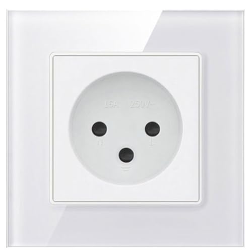 Shawader Israel Wand IL Outlet Strom Steckdose Schalter Kristall Glas Panel 16A Outlets 250V Stecker 3pins For Home Office(White) von Ouxk