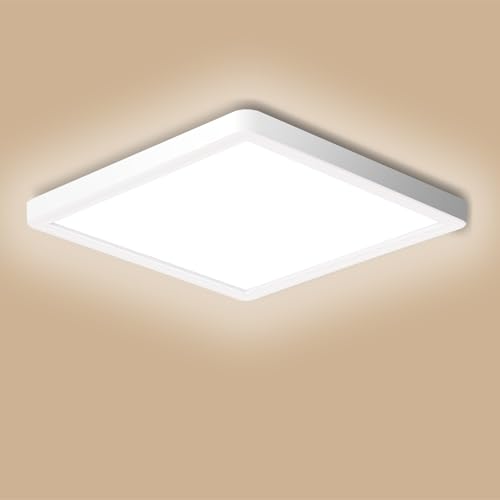 Ouyulong LED Deckenlampe 18W 3000K 1620LM IP44 für Wohnzimmer, Schlafzimmer, Badezimmer, Küche, Bad, Keller, Balkon - Ultra Dünn, Seitenlänge 23cm von Ouyulong