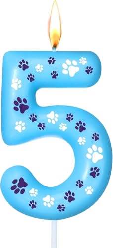 Ovaletta Blaue Geburtstagskerzen Zahlen 5 mit Pfotenabdruck, Kerzen Geburtstag, Blaue Geburtstagskerze, Geburtstagskerzen für Torte, Kerze 5, Kuchenaufsatz für Jungen, Mädchen, Hunde Partyzubehör Ovaletta Blaue Geburtstagskerzen Zahlen 5 mit Pfotenabdruck, Kerzen Geburtstag, Blaue Geburtstagskerze, Geburtstagskerzen für Torte, Kerze 5, Kuchenaufsatz für Jungen, Mädchen, Hunde Partyzubehör von Ovaletta