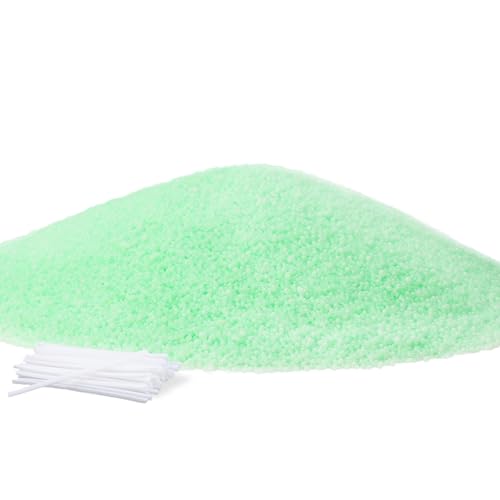 Ovaletta Kerzensand 800 g Grün, Kerzensand mit Docht, Kerzenwachs, mit 20 Stück Kerzendocht (5 cm), Pflanzliches Wachs, Perlenwachs von Ovaletta