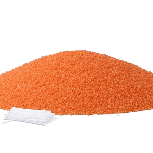Ovaletta Kerzensand 800 g Orange, Kerzensand mit Docht, Kerzenwachs, mit 20 Stück Kerzendocht (5 cm), Pflanzliches Wachs, Perlenwachs von Ovaletta