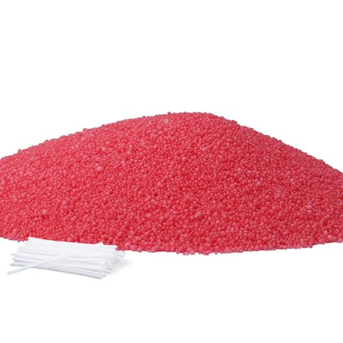 Ovaletta Kerzensand 800 g Rot, Kerzensand mit Docht, Kerzenwachs, mit 20 Stück Kerzendocht (5 cm), Pflanzliches Wachs, Perlenwachs von Ovaletta