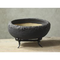 Ovaler Schwarzer Blumentopf Mit Ständer. Größe 20 cm | Breite, 14-17 | Höhe von OvaloArte