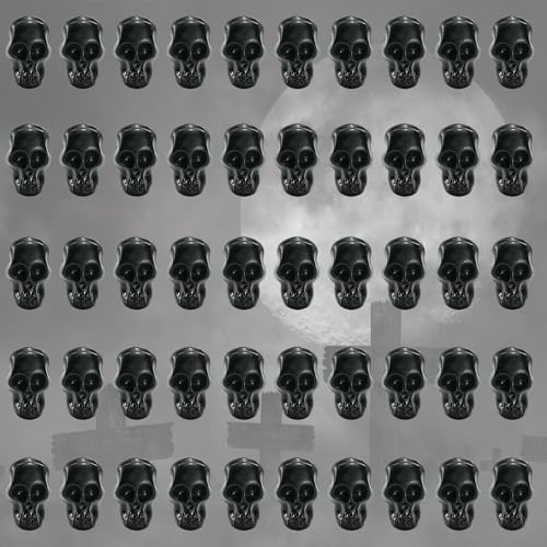 Ovanda Halloween Deko, 50 Stück Schwarzer Totenkopf Dekos, Halloween Deko Garten, für Halloweens Skelettkopf Halloweens Mikro Landschaft Streich Requisiten Spuk Zubehör von Ovanda