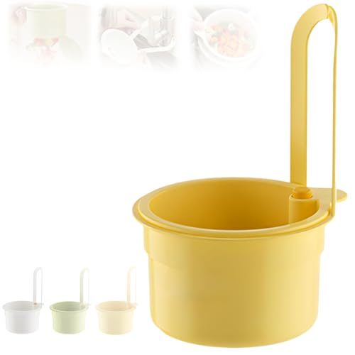 Abtropfbehälter Spüle, Essensreste Sieb SpüLbecken, Abnehmbar Spülbecken Sieb zum Aufhängen für Essensreste, Obst, Gemüse & Küchenutensilien, Obstsieb zum Aufhängen am Wasserhahn (1 Gelb) von Oveallgo
