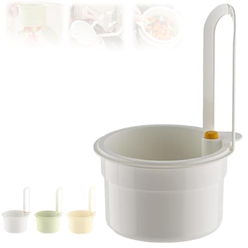 Abtropfbehälter Spüle, Essensreste Sieb SpüLbecken, Abnehmbar Spülbecken Sieb zum Aufhängen für Essensreste, Obst, Gemüse & Küchenutensilien, Obstsieb zum Aufhängen am Wasserhahn (1Weiß) von Oveallgo