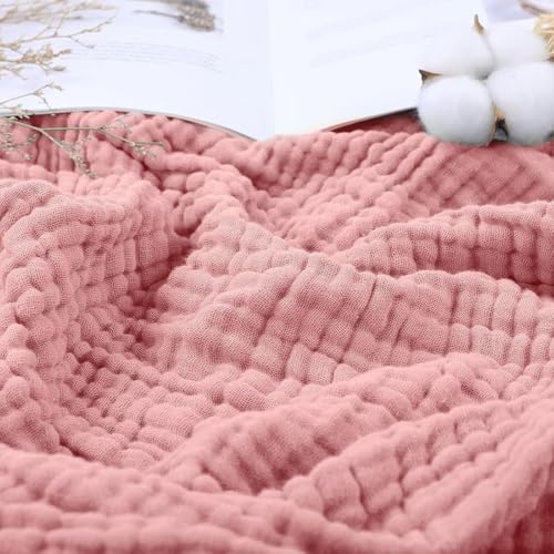Oveallgo Montivo Musselin Decke, Musselins Sommerdecke Erwachsene, Musselin Decke 150 x 200, Muslin Blanket, für Cuddly Blanket, Bed, Couch Throw (Rosa, Queen(150x200cm)) von Oveallgo
