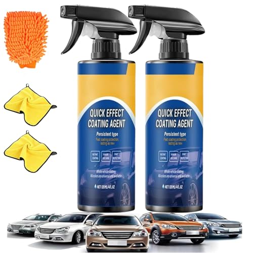 Quick Effect Coating Agent, 120ml Advanced Car Quick-Acting Coating Agent Spray, 3 in 1auto Nano Beschichtungs Spray, Beschichtungsspray Autolack (2pc) von Oveallgo