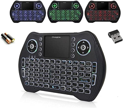 Ovegna MT10: Mini Tastatur kabellos hintergrundbeleuchtet (AZERTY) kabellos mit Touchpad für Smart TV, Mini PC, HTPC, Konsole, Computer, Android TV, Raspberry (Batterien im Lieferumfang enthalten) von Ovegna