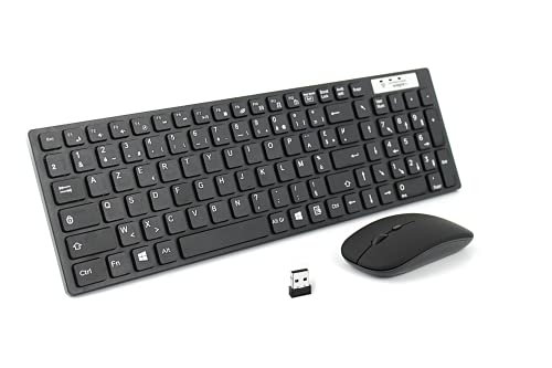 Ovegna T4 Tastatur- und Maus-Set, kabellos, 2,4 GHz, AZERTY, für PC, Mini PC, Mac, SmartTV, Raspberry Laptop, Android Box, Windows, Linux, MacOS, Android von Ovegna