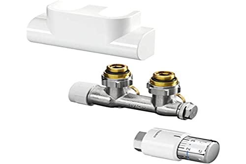 Oventrop Zubehör Set für Heizstrahler für Badezimmer, mit thermostat Uni SH Multiblock T-Form 1184184 weiß 1 Stück von Oventrop