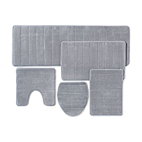 Badezimmer-Teppich, aus Memory-Schaum mit rutschfester Unterseite, 5 Stück grau Badezimmer-Teppich, aus Memory-Schaum mit rutschfester Unterseite, 5 Stück grau von Over the Floor