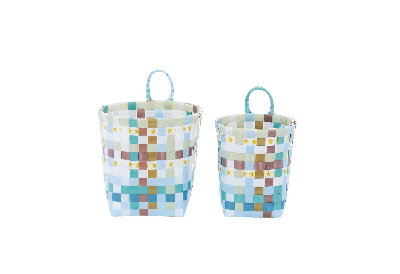 Overbeck And Friends Hängeaufbewahrung Hängekörbchen 2erSet Korb (Kunststoff, 2 St., handgefertigt), ca. Ø 15,5 x 14,5 cm (großer Korb), robust, leicht, wasserresistent von Overbeck And Friends