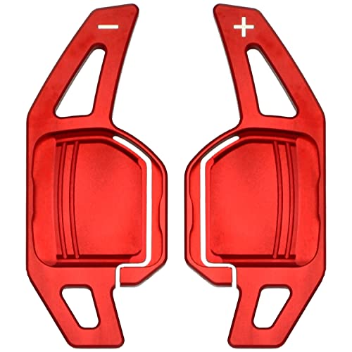 Overdrive-Racing Schaltwippen Verlängerung Kompatibel mit Audi A1 A3 S3 A4 S4 RS4 A5 S5 RS5 A6 A6 S6 RS6 A7 S7 RS7 A8 S8 Q3 Q5 SQ5 Q7 DSG S-Tronic Alu Rot Typ-A Shift Paddles Shifter Extensions von Overdrive-Racing