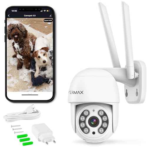 Overmax Camspot 4 Outdoor-Überwachungskamera, Wi-Fi, Zweiwege-Kommunikation, Regen- und sonnenbeständig, flüssiges Bild, 2.5K Auflösung, Objektverfolgung, Farb-Nachtmodus (CAMSPOT 4.0 PTZ) von Overmax