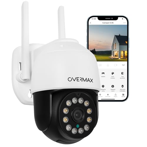 Overmax CAMSPOT 4.95 QHD 4MPx Außen-PTZ-Kamera, Farb-Nachtmodus 60m Drehbare Kamera 355°/90°, Blickwinkel 100° Bewegungserkennungsalarm, Zwei-Wege-Audio, automatische Verfolgung, Außenbereich von Overmax