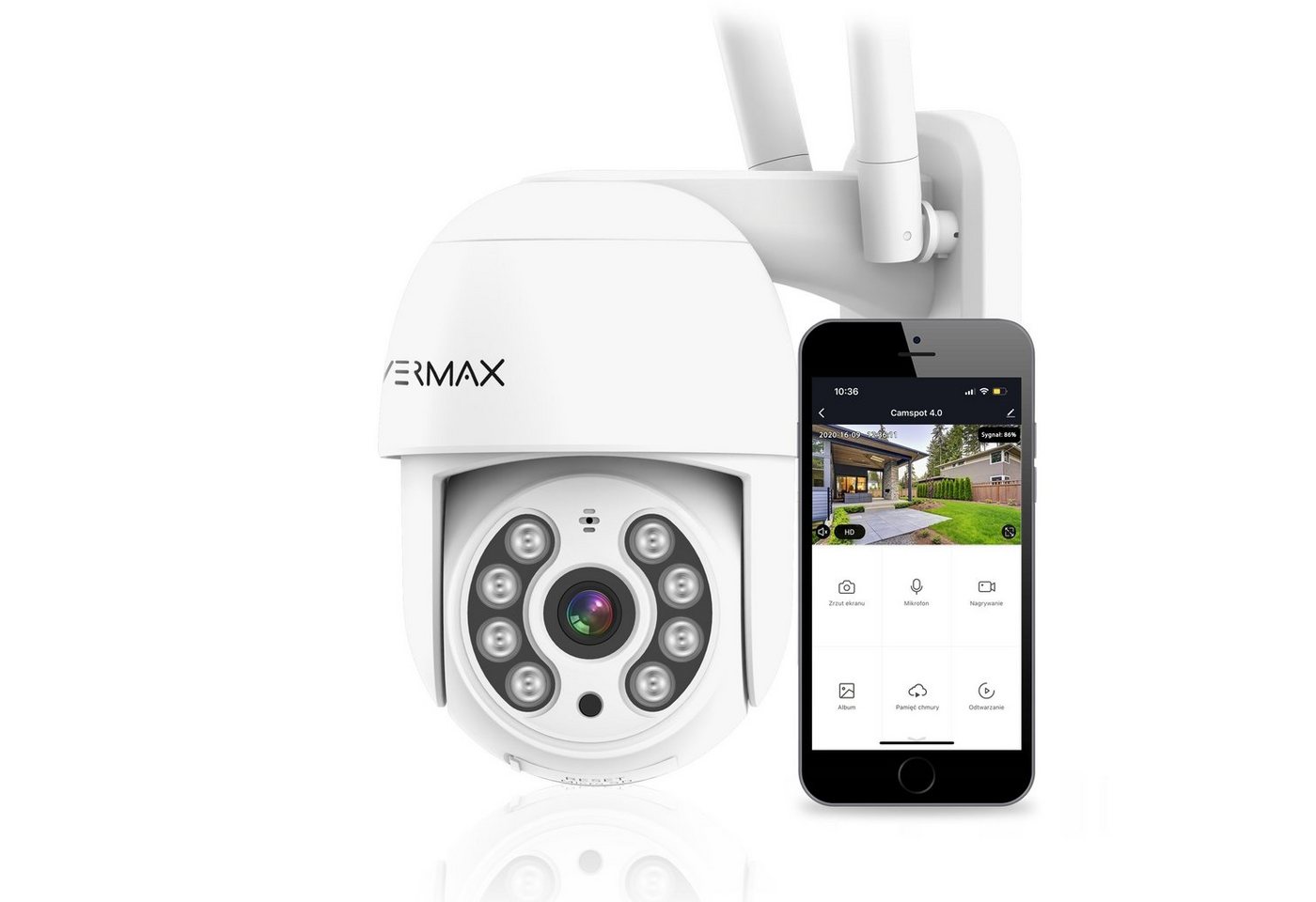 Overmax Camspot 4.0 PTZ Überwachungskamera (innerbereich, Externer Bereich, Full HD, Wifi, Farbenachtmodus, 350 Grad, Auto-Tracking) von Overmax