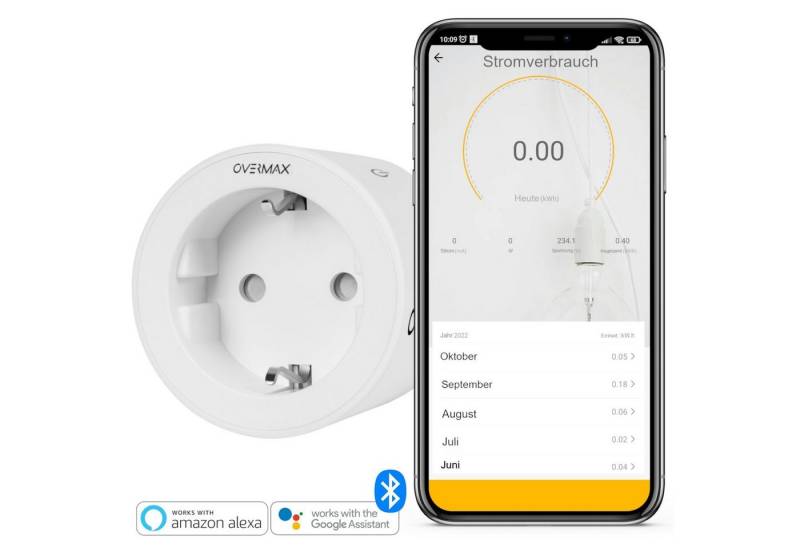 Overmax Steckdose FLOW CONTROL, Set, 1-St., Die intelligente Steckdose, Betriebszeitplan WiFi misst Energieverbrauch von Overmax