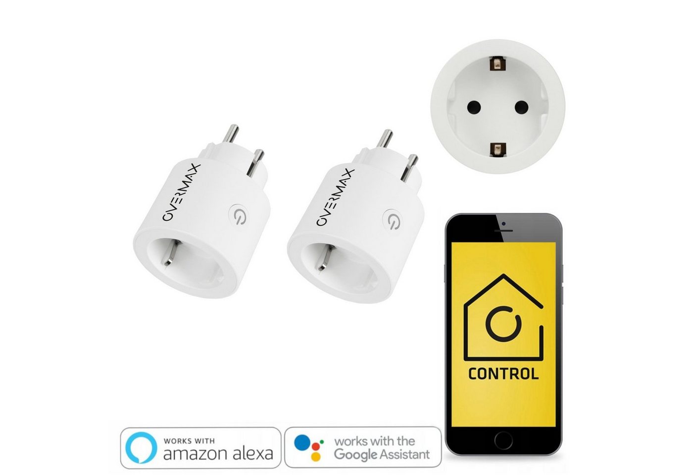 Overmax Steckdose FLOW CONTROL, Set, 2-St., Die intelligente Steckdose, Betriebszeitplan WiFi misst Energieverbrauch von Overmax