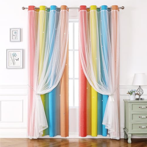 2 Paneele Verdunkelungsvorhänge Mit Durchsichtiger, Wärmeisolierter Mix & Match-Doppelschicht-Fenstervorhänge Für Schlafzimmer,Stark Lichtundurchlässige Wohnzimmervorhänge (Orange,Blau,Gelb,B52 x L72) 2 Paneele Verdunkelungsvorhänge Mit Durchsichtiger, Wärmeisolierter Mix & Match-Doppelschicht-Fenstervorhänge Für Schlafzimmer,Stark Lichtundurchlässige Wohnzimmervorhänge (Orange,Blau,Gelb,B52 x L72) von Overpassing