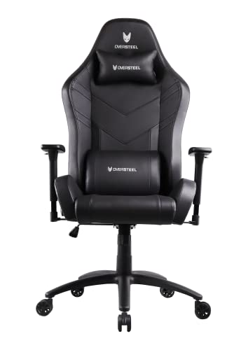 Oversteel - DIAMOND Professional Gaming Stuhl Kunstleder, 3D-Armlehnen, höhenverstellbar, um 180° verstellbar, Gasdruckfeder Klasse 4, bis zu 150Kg, Farbe Schwarz von Oversteel