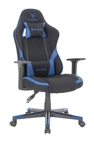 Oversteel - SAPHIRE Professional Gaming Stuhl Wasserdichtes Gewebe, höhenverstellbar, 135° verstellbare Rückenlehne, Gasdruckfeder Klasse 3, bis zu 120Kg, Farbe Grau/Blau von Oversteel