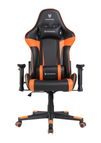 Oversteel - ULTIMET Professional Gaming Stuhl Kunstleder, 2D Armlehnen, höhenverstellbar, 180° verstellbare Rückenlehne, Gasdruckfeder Klasse 3, bis 120Kg, Farbe Orange von Oversteel