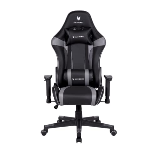 Oversteel - ULTIMET Professional Gaming Stuhl Kunstleder, 2D Armlehnen, höhenverstellbar, 180° verstellbare Rückenlehne, Gasdruckfeder Klasse 3, bis 120Kg, Farbe Grau von Oversteel