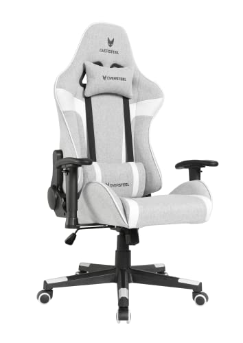 Oversteel - ULTIMET Professional Gaming Stuhl, Atmungsaktiver Stoff, 2D-Armlehnen, Höhenverstellbar, 180° verstellbare Rückenlehne, Gasdruckfeder Klasse 3, Bis zu 120Kg, Grau/weiß von Oversteel