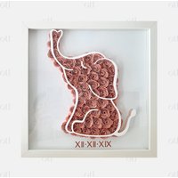 Elefant Blumendose | Rosendose Paper Flower Shadow Box Geschenk Für Baby Shower, Gender Reveal, Kinderzimmer, Mädchen, Junge, Geburtstag von OvertheLunaDesigns