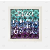 Ombre Baby Stat Blumenbox | Geschenk Für Shower Neugeborene Junge Oder Mädchen Personalisiertes Baby, Kinder Und Mütter von OvertheLunaDesigns