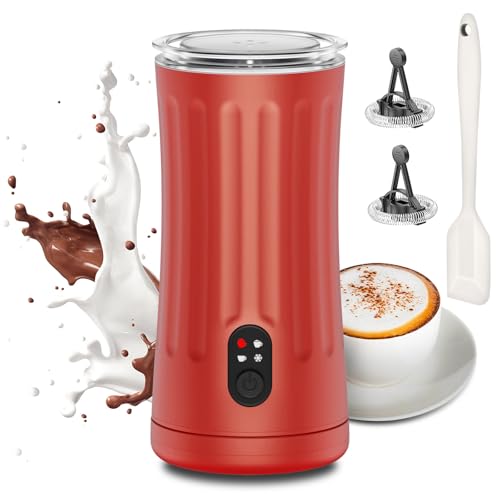 Ovetedot Milchaufschäumer, 4-in-1 Milchaufschäumer Elektrischer für Heißen und Kalten Milchschaum(Granatrot) von Ovetedot