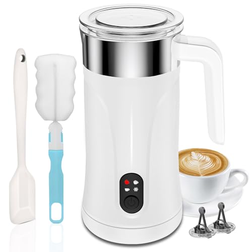 Ovetedot Milchaufschäumer, 4-in-1 Milchaufschäumer Elektrischer für Heißen und Kalten Milchschaum, 300ml Automatische Abschaltung für Kaffee Latte, Macchiato, Cappuccino(Weiß) von Ovetedot