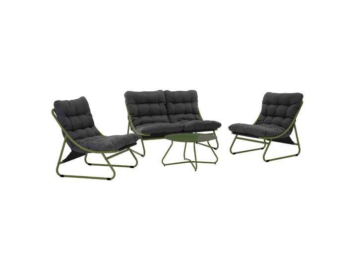 4-Sitzer-Gartenmöbel aus Metall mit 1 Sofa, 2 Sesseln und Couchtisch von Oviala