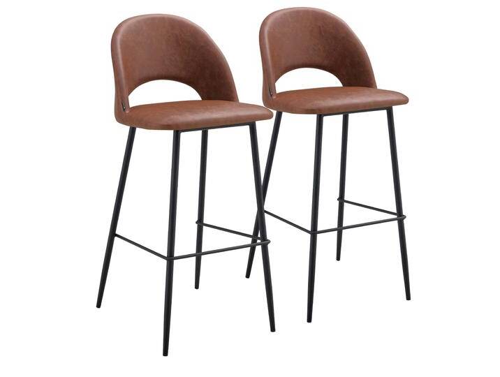 Barstühle Lederoptik und Metall - 2er-Set von Oviala